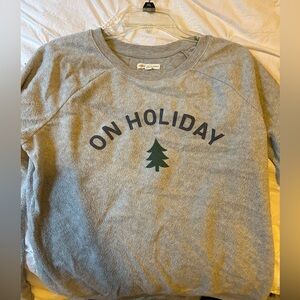 Cute gray On Holiday sweater for sleep